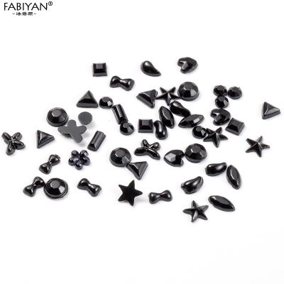 China 12 3D Shape Star Heart Moon Flower Plastic Acrylic Black Rivet Studs Nail Art Tips Rhinestone Manicure DIY Jewelry Wheel Decoration for sale