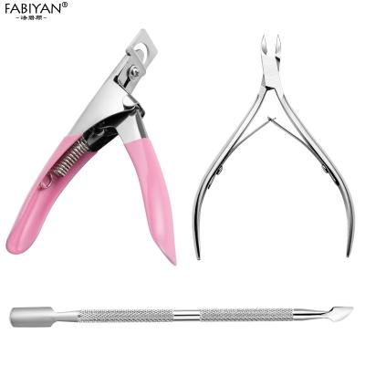 China 3Pcs/Set Right Handed Scissors Stainless Steel Set Dead Nail Art Scissors Skin Remover Nail Pusher Tips Cutter Polish Fake Trimmer for sale