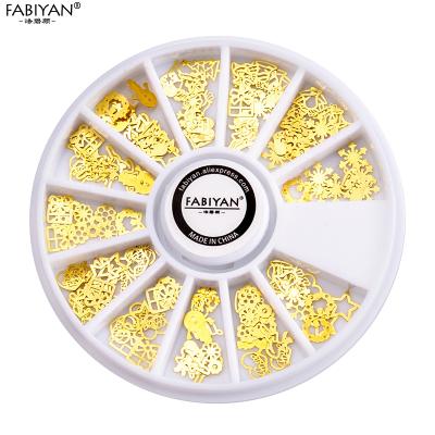 China Gold Nail Art Xmas Metal Christmas Wheel Metal Slice Chip Sheet Christmas Tree Decoration for sale