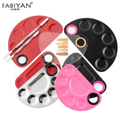 China Stainless Steel+plastic Nail Art Polish Mixing Spatula Cream Base Eyeshadow Painting Tool 5 Holes Stainless Steel /Acrylic Clear Makeup Palette for sale