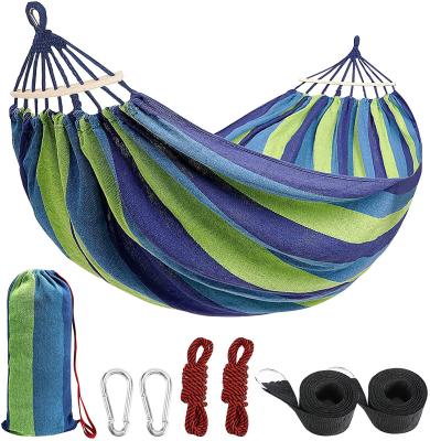 China Outdoor Camping Family Hammock Fashion Color Bars Double Hammock Swing Canvas Wave Hammock for sale