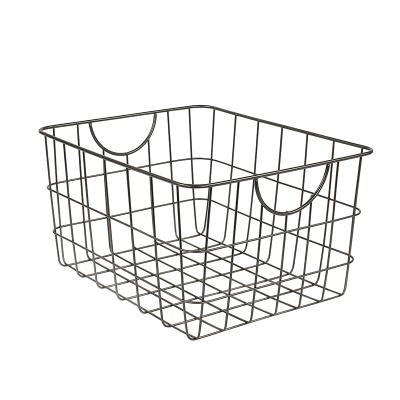 China Viable Organizer Bin Basket Bathroom Metal Wire Locker Iron Laundry Storage Basket Kitchen Storage Organizer for sale