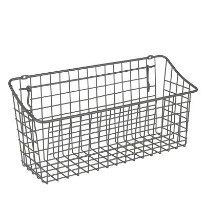 China Sustainable Wall Mounted Metal Garage Tools Vegetable Shelf Kitchen Mesh Wire Storage Basket for sale