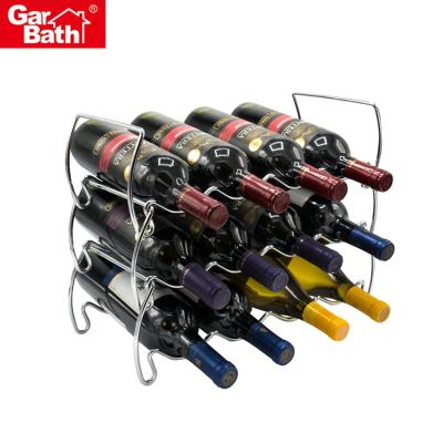 China Countertop 12 Wine Bottles Wine Rack Free Standing Wine Rack 3 Tier Stackable Wine Rack for sale