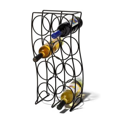 China Viable Geometric Countertop Wine Rack 8 Bottles Wine Organizer Stand Freestanding Metal Wine Rack for sale