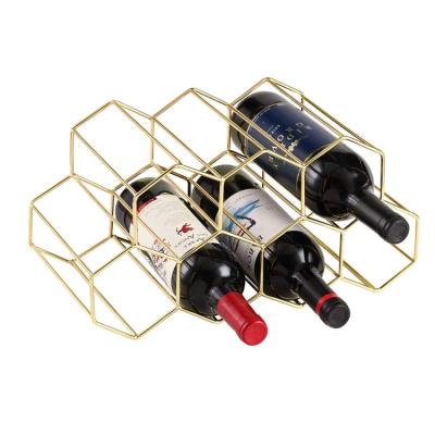 China Rustic Wine Bottle Holder Metal Countertop Decoration Iron Wire Wine Rack Home Viable Storage for sale