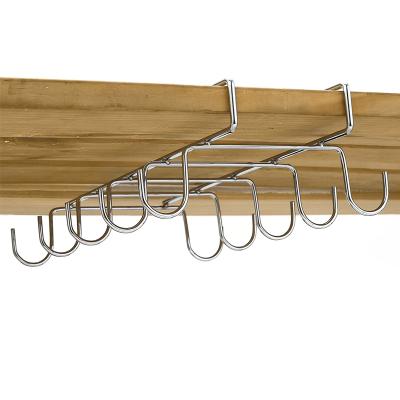 China Viable Under Cabinet Kitchen Utensil Cup Rack Coffee Tea Cups Storage Hooks Hanging Rack for sale