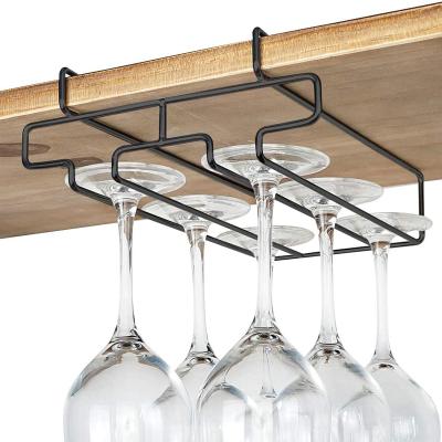 China Viable Kitchen Storage Rack Organizer Stemware Hanger Under Cabinet Wine Glass Hanging Rack for sale