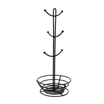 China Durable Space Kitchen Coffee Cup Holder Metal Decoration Collection Cup Holder Tree Stand Coffee Pod Backup Holder for sale