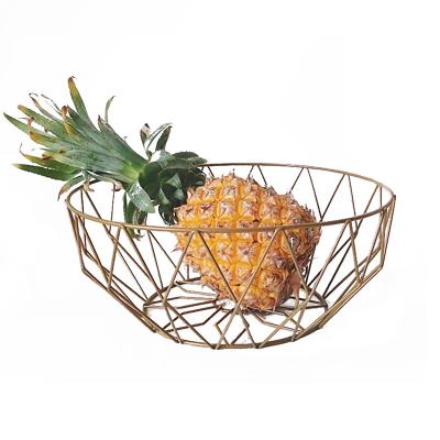 China Office Stationery Wire Mesh Basket Metal Wire Fruit Storage Viable Geometric Basket for sale