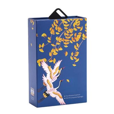 China Commedity Products Eco-Friendly Luxury Custom Electronic Goods Book Form Hard Flip Top Paper Box Small Blue Folding Magnetic Gift Box for sale