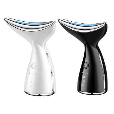 China Face Lift Heat Vibration Neck Face Massager Anti Wrinkles Peel Lifting Instrument Beauty Device Neck Tightening With Led Light for sale