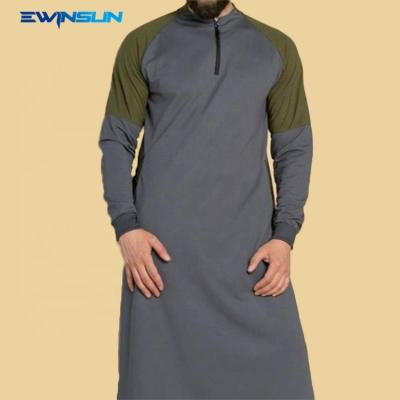 China Fashion Islamic men's cotton thobe Ramadan Middle Eastern casual long prayer robe muslim thobe for men for sale