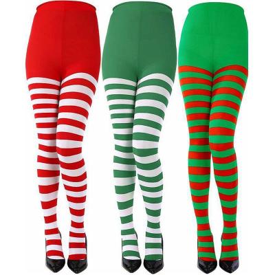 China Women's Breathable Christmas Suit Red Wear Stockings Gaiters Outer Women And White Christmas Stripes High Waist Tight Hips Pants for sale