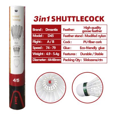 China Fiber Cork Badminton Shuttlecocks Goose Feather High Speed ​​Stability Training Balls Pack of 12 OEM&ODM For Indoor And Outdoor Sports for sale