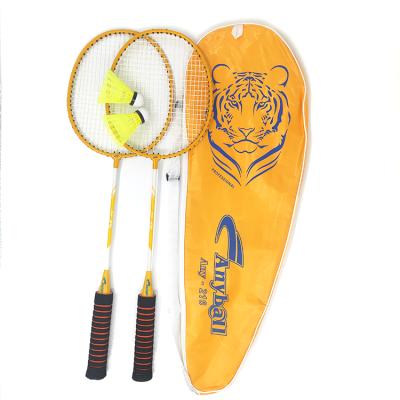 China Elastic type 216 badminton racket wholesaler aluminum badminton rackets set with 3 hybrid shuttlecock for sale