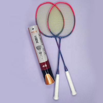 China Game sound feather carbon fiber badminton racket and shuttlecocks set racket wholesale badminton with hybrid badminton 3in1 shuttlecocks for sale