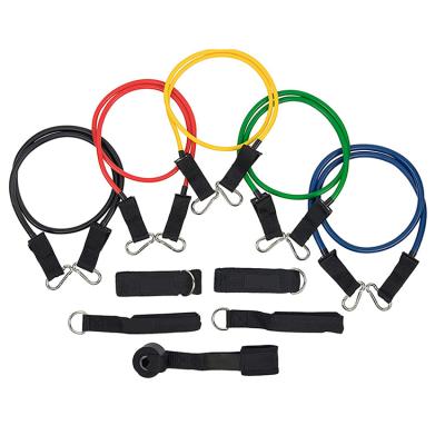 China Fitness Gym Product 11pcs Expander Training Resistance Tube Indoor Outdoor Bands Set With Foam Grips for sale