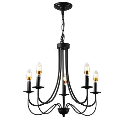 China Traditional American modern style ceiling lamp restaurant black single candle chandelier for dining room pendant light for sale