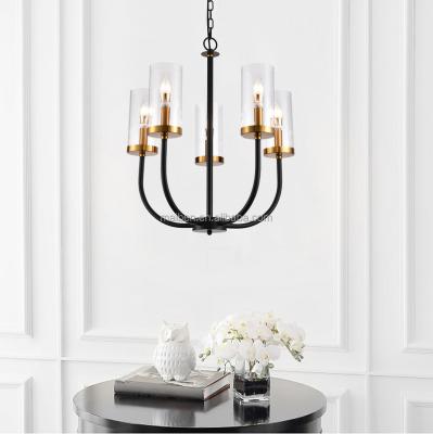 China Factory Price Traditional American Country Style Single Pendant Light For Dining Shade 5 Glass Chandelier Light For Living Room for sale