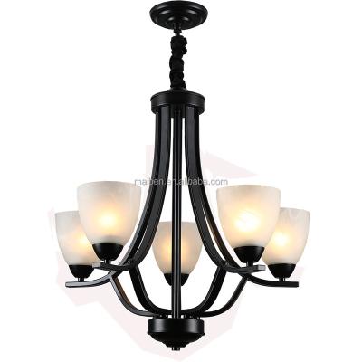 China Factory Price Traditional American Country Style Simple Pendant Light For Dining Glass Shade Chandelier Light For Living Room for sale