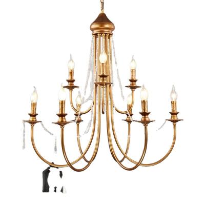 China Maiben 6+3 Traditional Lamp Modern Staircase Lighting Antique Candle Crystal Chandelier Brush Chandelier for sale