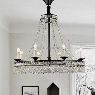 China 8 Lamps Rustic Dining Light Black Loft Retro Hanging Classic Crystal Chandeliers And Pendant Lights for sale