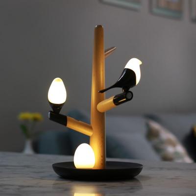 China 2021 New Modern Double Item Tree Bird Table Lamp Filler 10w Modern Cordless Bedside Desk Lamp Night Lamp for sale