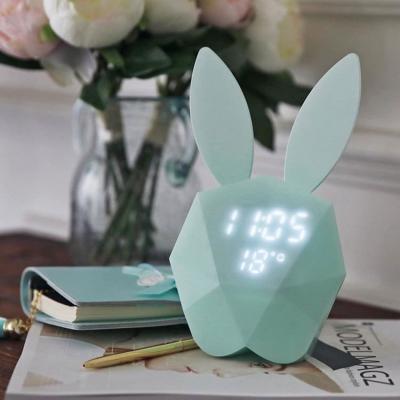 China Mini Cute LUMINOVA Kids Rabbit Alarm Clock with Night Light for Bedrooms for sale