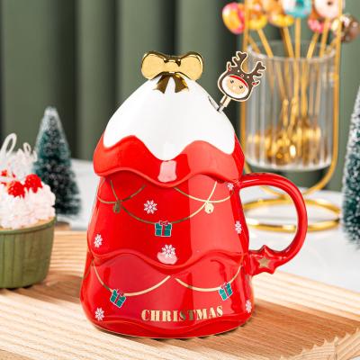 China High Quality Viable Creative Christmas Tree Mug Gift Box Design Christmas Tree Ceramic Mug for sale