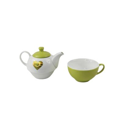 China Sustainable Ethiopian 3/s Teapot Sets With Decal Lid And Cup With Color Glazed for sale