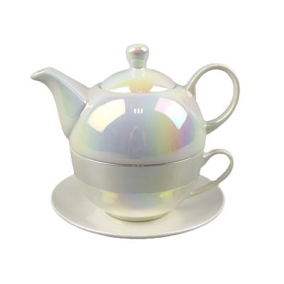 China 2022 Hotsale Products Modern Hot Selling Teapot Set With Pearl Color 400cc Pot And 300cc Cup for sale