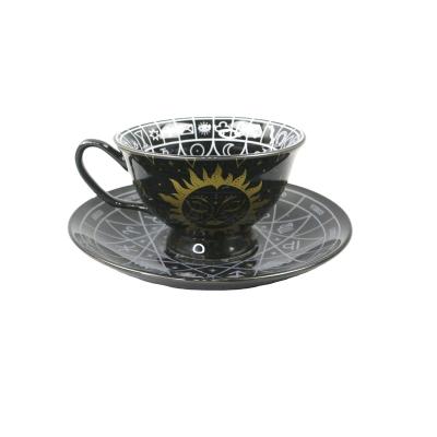 China Sustainable Factory Custom European Coffee Cup and Saucer Set Home Ceramic Coffee Cup and Saucer Gift for sale