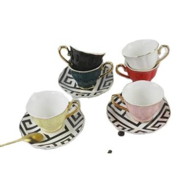 China Sustainable Modern Design Fashion Electroplating Coffee Cup And Saucer Cup And Saucer for sale