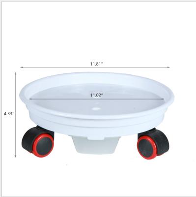 China Modern Movable Mobile Planter 2-Pack Saurcer Flower Pots Cart Planter Stand With Drainage 11.8