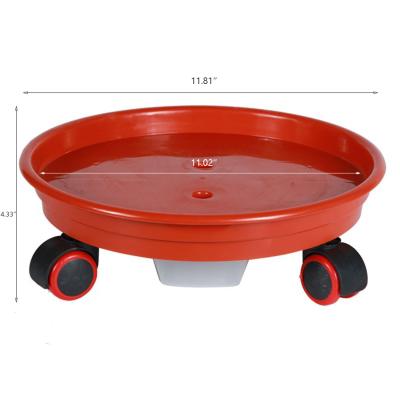 China Modern Movable Mobile Planter 2-Pack Saurcer Flower Pots Cart Planter Stand With Drainage Drawer Brick Red 11.8