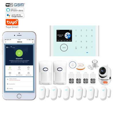 China Wireless Smart Alarm System Kit With Wireless Door Sensor PIR Motion Sensor Remote Control Wifi GSM Security Tuya 160*100*12.5mm for sale