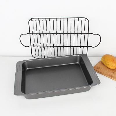 China Durable High Quality Non Stick Liner Roasting Tray With Stand Oven Tray For Baking Roasting And Baking Tray With Handle for sale