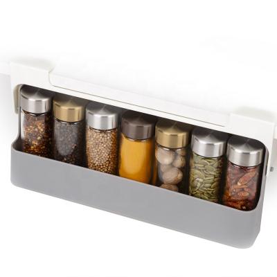 China Minimalist Foldable Kitchen Spice Organizer, Under Cabinet Hanging Sliding Box Bottle Holder Seasoning Shelf for sale