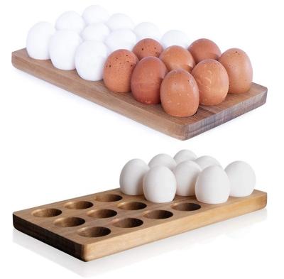 China 18 Egg Sustainable Wooden Egg Rack For Kitchen Fridge Or Countertop For Display Or Storage for sale