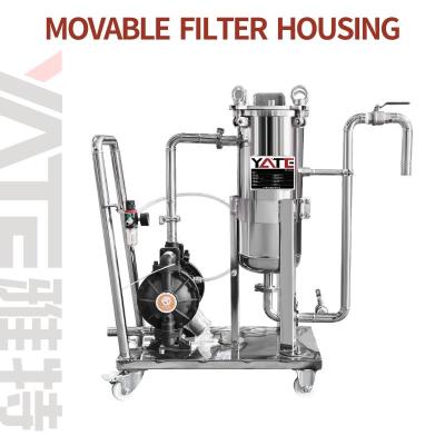 China Food Grade 150 Mesh Stainless Steel Trolley Movable Bag Filter Housing For Honey Syrup for sale