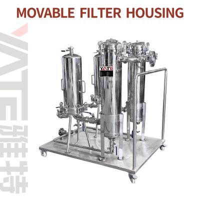 China Food Grade 120 Mesh Stainless Steel Trolley Movable Bag Filter Housing For Honey Syrup for sale