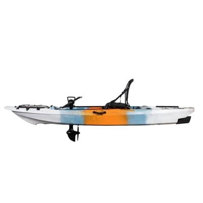 China New 10ft PE pedal fishing kayak with drive rudder system with aluminum backsest for sale