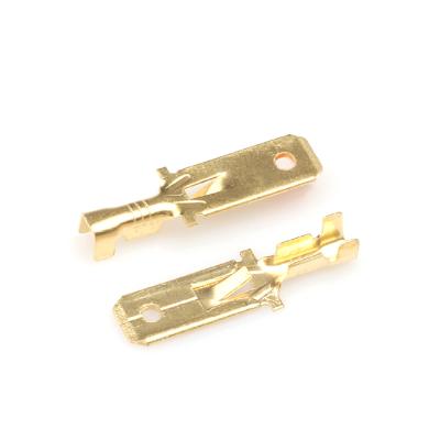 China Brass Tin 8230-4012 ST740314-3 6.3 mm Male Connector Brass Spade Pins Crimp Auto Splice Tab Terminal for sale