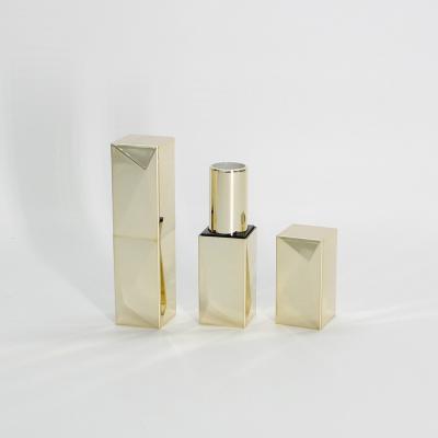 China Cosmetic Square Empty Lipstick Container Gold Lipstick Tube Luxury Lipstick Packaging Cosmetic Plastic Tubes for sale