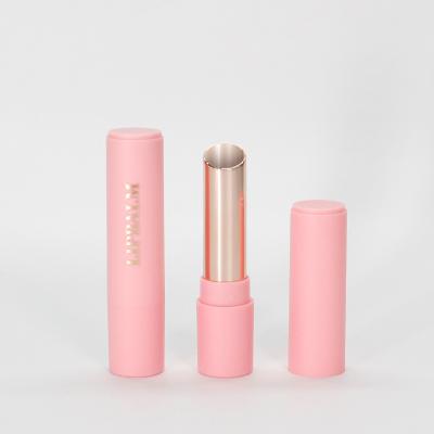 China Custom New Design Pink Lipstick Metal Tubes Glossy Cosmetic Luxury Lip Balm Container Custom Plastic Tube For Cosmetic Packaging for sale