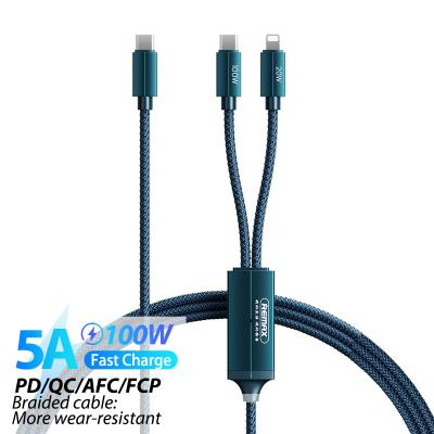 China All In One USB Data Cable 1.2M Fast Charging PD/QC/AFC/FCP Laptops Mobile Phones IPAD Game Consoles 100W Cable 2 In 1 Usb Type C To Lightnings for sale