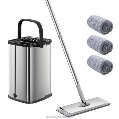 China Sustainable High Quality 360 Flat Floor Cleaner Mop With Stainless Steel Mop Set Bucket for sale