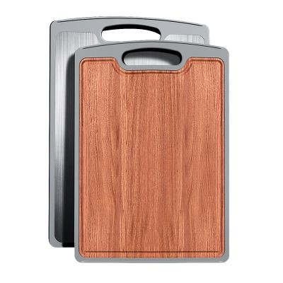 China Double Side Disposable Stainless Steel Sandalwood Large Size Wood Plastic Cutting Board for sale