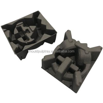 China Black Packaging Bagasse Inner Eco Friendly Recycled Earphone Insert Trays Mold Molded Pulp Packaging Tray for sale